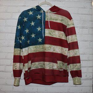 ✨ Men’s American Flag Hoodie‑Style Sweater · Fits Like Large